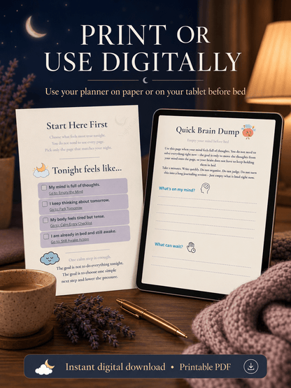 Stop lying awake in bed exhausted with a mind that won't turn off — NightCalm gives you a simple no-pressure system to finally feel calm at bedtime, instead of lying there waiting for sleep that won't come. - Ma boutique