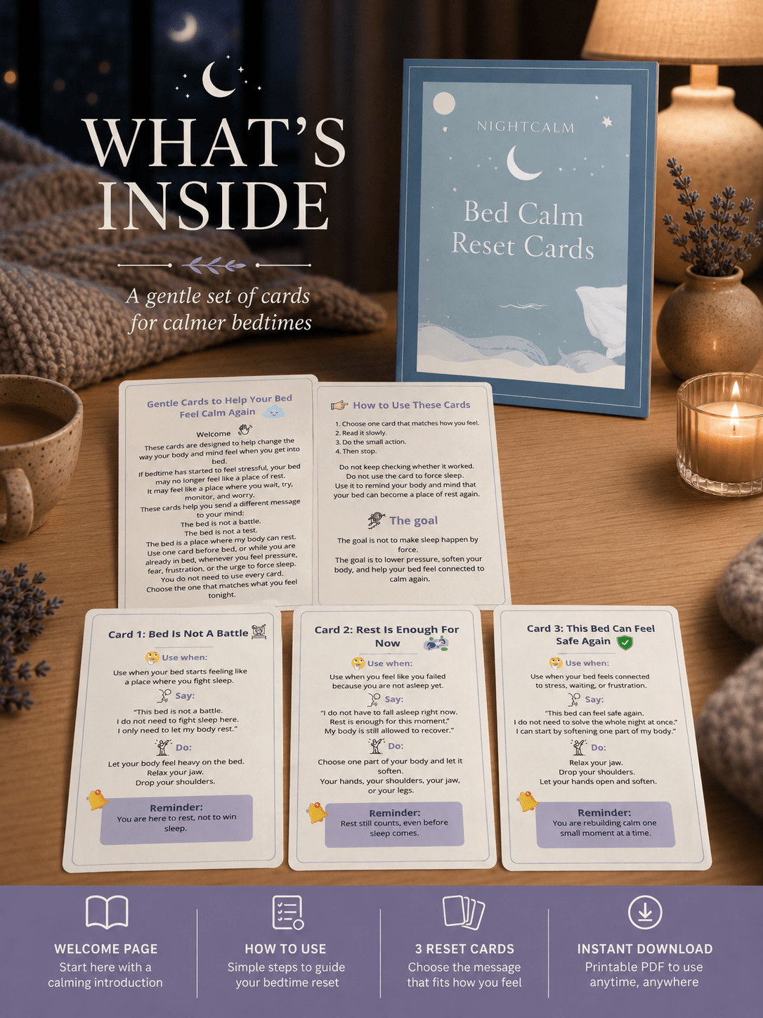Stop lying awake in bed exhausted with a mind that won't turn off — NightCalm gives you a simple no-pressure system to finally feel calm at bedtime, instead of lying there waiting for sleep that won't come. - Ma boutique
