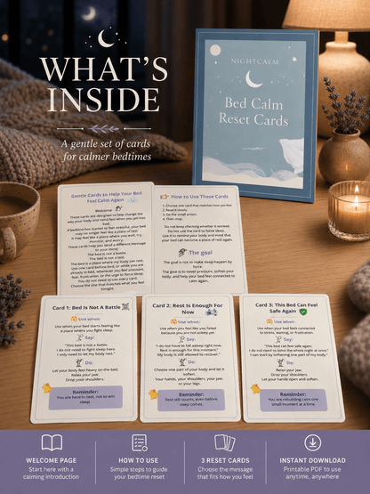Stop lying awake in bed exhausted with a mind that won't turn off — NightCalm gives you a simple no-pressure system to finally feel calm at bedtime, instead of lying there waiting for sleep that won't come. - Ma boutique