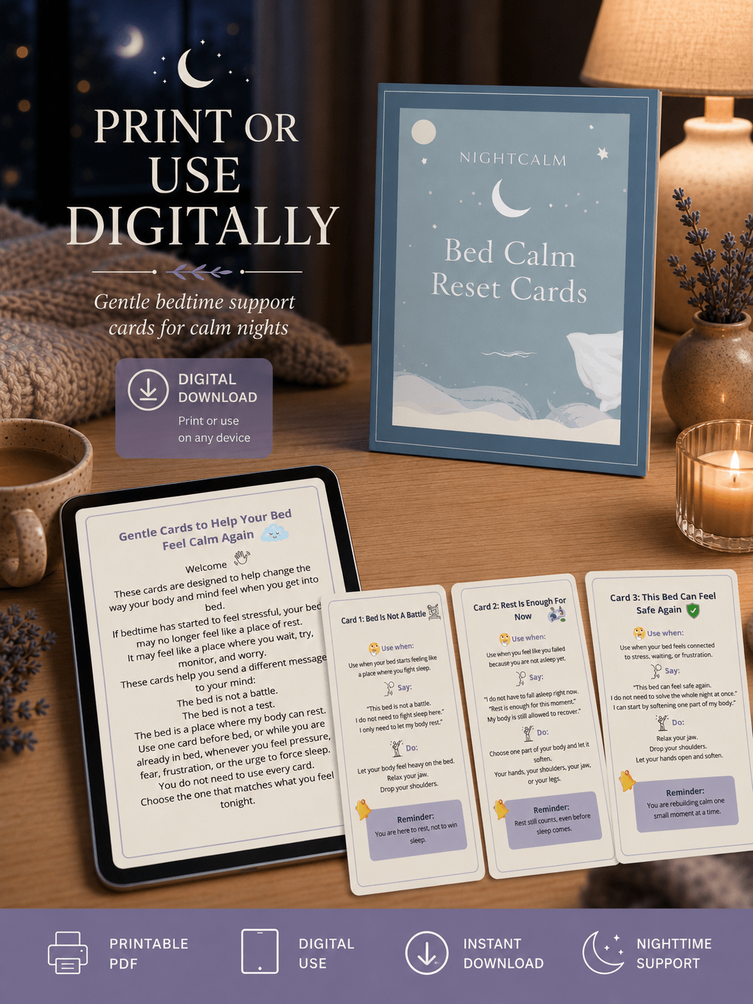 Stop lying awake in bed exhausted with a mind that won't turn off — NightCalm gives you a simple no-pressure system to finally feel calm at bedtime, instead of lying there waiting for sleep that won't come. - Ma boutique