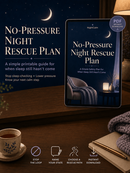 Stop lying awake in bed exhausted with a mind that won't turn off — NightCalm gives you a simple no-pressure system to finally feel calm at bedtime, instead of lying there waiting for sleep that won't come. - Ma boutique
