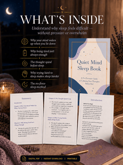 Stop lying awake in bed exhausted with a mind that won't turn off — NightCalm gives you a simple no-pressure system to finally feel calm at bedtime, instead of lying there waiting for sleep that won't come. - Ma boutique