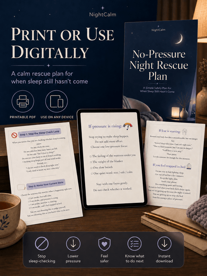 Stop lying awake in bed exhausted with a mind that won't turn off — NightCalm gives you a simple no-pressure system to finally feel calm at bedtime, instead of lying there waiting for sleep that won't come. - Ma boutique